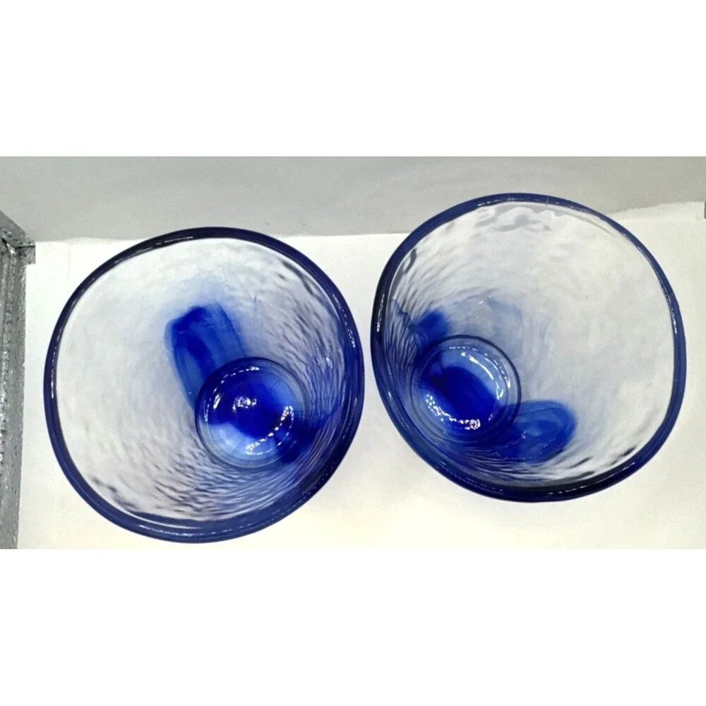 Bormioli Rocco Cobalt Swirl Glass Tumblers Italy (2) Whiskey Rocks glass - Picture 4 of 7
